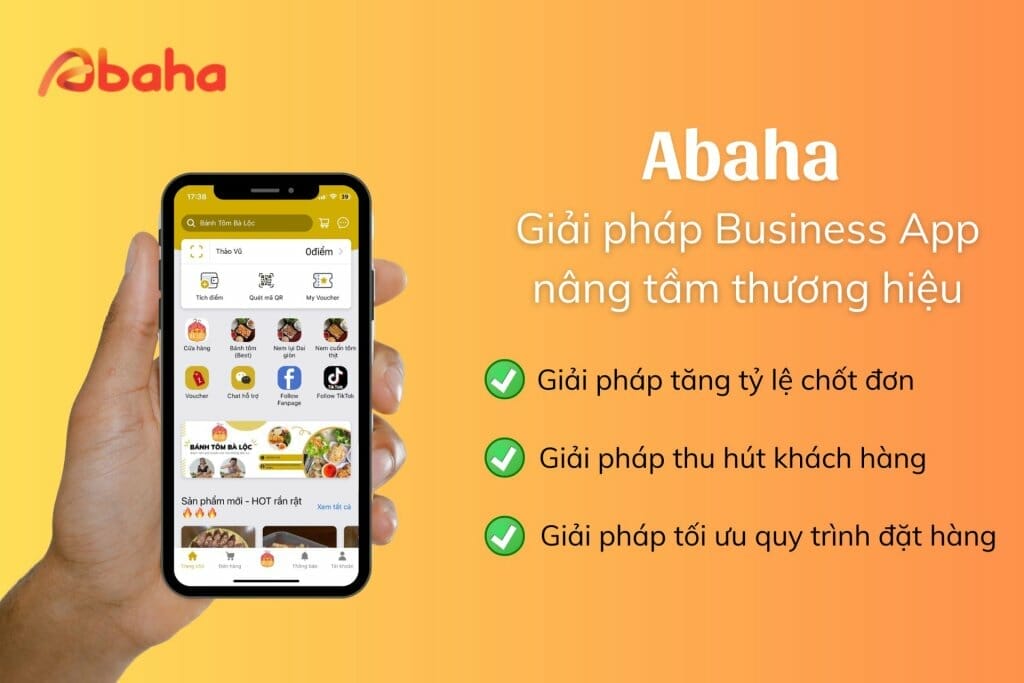 các chức năng của Abaha business app