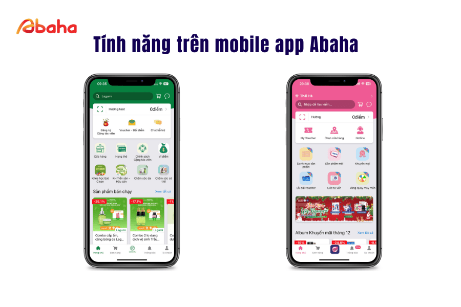 Tính năng trên mobile app abaha