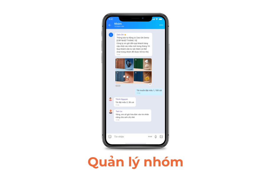 Tính năng tương tác quản lý nhóm trên Zalo OA