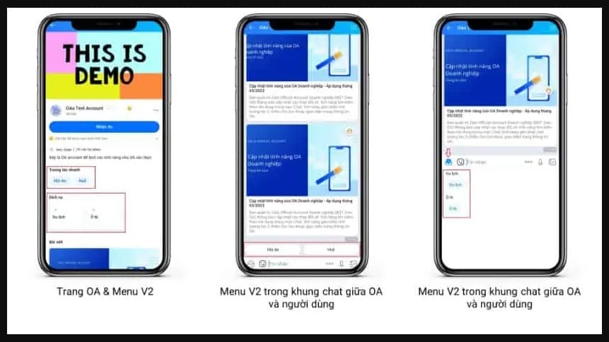 Giao diện thiết lập menu V2